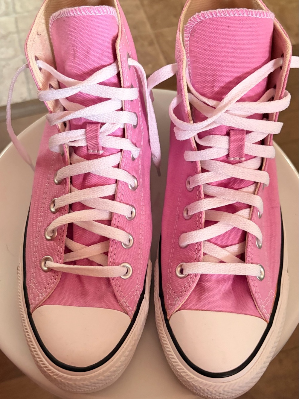 Classic High-Top Converse Sneakers in Pink - men’s 9, women’s 11